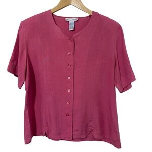 Anna & Frank Vintage Silk Bld Top Size L Button Up Knit